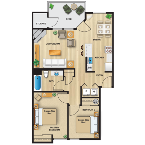 Granite 2 bed 1 bath 866 sf